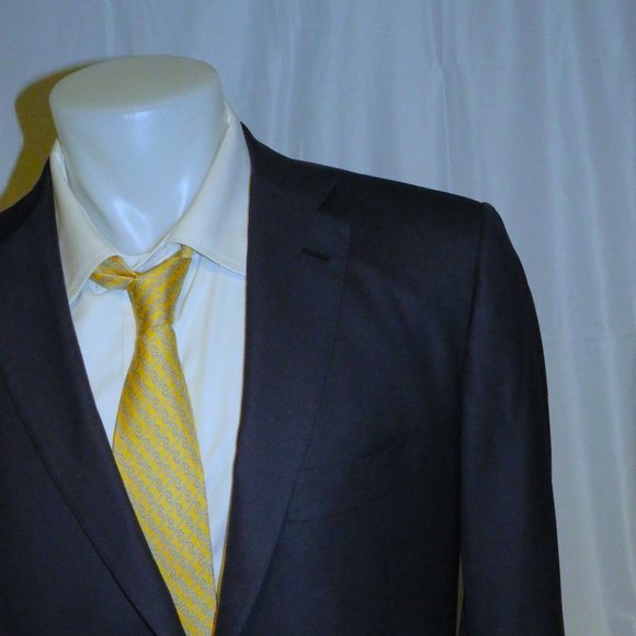 Kiton 14 Microns Super 180 Navy Blue Hopsack Two Button Sport Coat 40R
